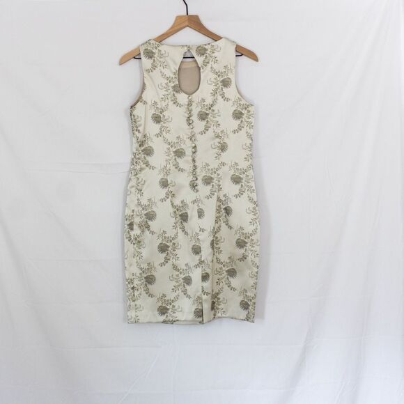 Maggy London Sleeveless Embroidered Floral Dress Ivory 10 - Picture 3 of 7